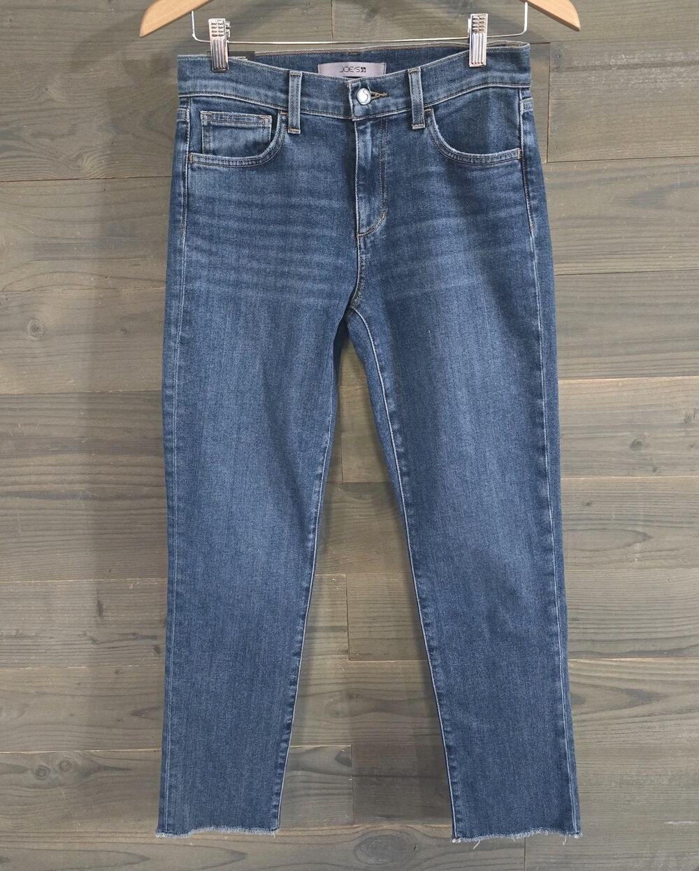 Joe's Jeans Ziggy Mid Rise Straight Ankle Women's 28 Blue Raw Hem Denim NWT